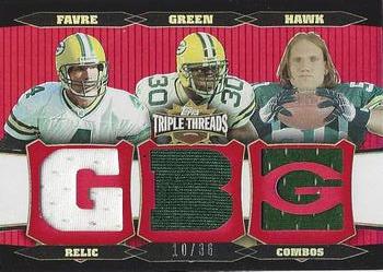2006 Topps Triple Threads - Relic Combos Red #TTRC53 Brett Favre / Ahman Green / A.J. Hawk Front