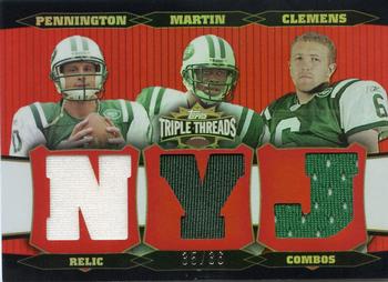 2006 Topps Triple Threads - Relic Combos Red #TTRC57 Chad Pennington / Curtis Martin / Kellen Clemens Front