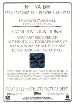 2006 Topps Turkey Red - Autographs Gray #TRA-BM Brandon Marshall Back