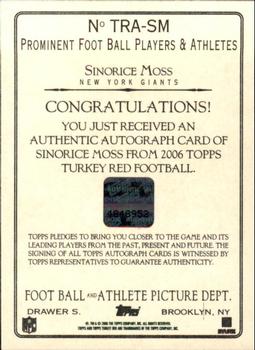2006 Topps Turkey Red - Autographs Gray #TRA-SM Sinorice Moss Back