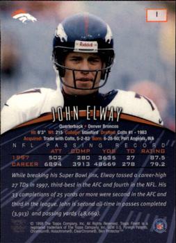 1998 Finest #1 John Elway Back