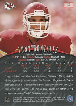 1998 Finest #12 Tony Gonzalez Back