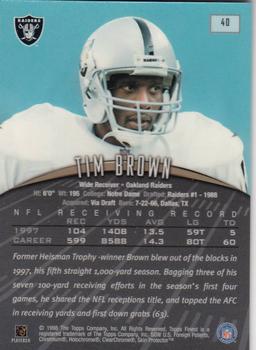 1998 Finest #40 Tim Brown Back