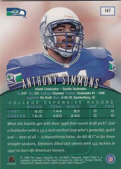 1998 Finest #147 Anthony Simmons Back