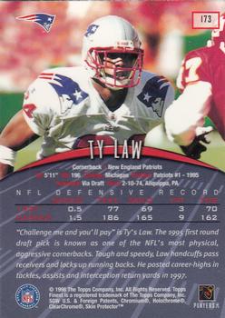 1998 Finest #173 Ty Law Back