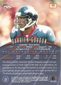 1998 Finest #192 Darrien Gordon Back