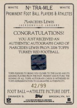2006 Topps Turkey Red - Autographs White #TRA-MLE Marcedes Lewis Back