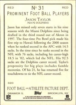2006 Topps Turkey Red - Red #31 Jason Taylor Back