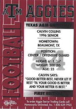 1995 Ultra Graphics Texas A&M Seniors #NNO Calvin Collins Back