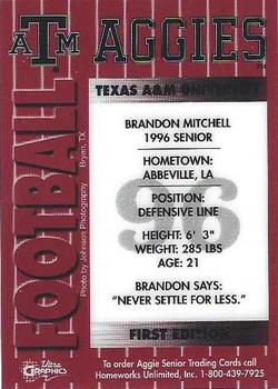 1995 Ultra Graphics Texas A&M Seniors #NNO Brandon Mitchell Back