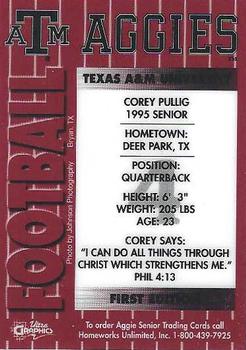 1995 Ultra Graphics Texas A&M Seniors #NNO Corey Pullig Back