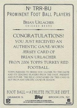 2006 Topps Turkey Red - Relics Gray #TRR-BU Brian Urlacher Back