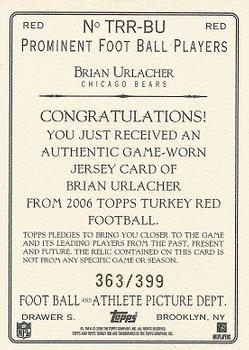 2006 Topps Turkey Red - Relics Red #TRR-BU Brian Urlacher Back