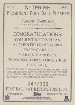 2006 Topps Turkey Red - Relics Red #TRR-MH Marvin Harrison Back