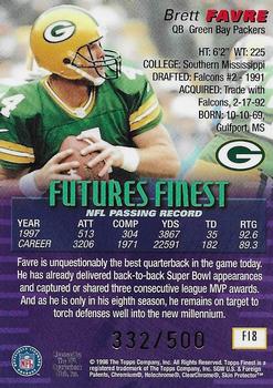 1998 Finest - Future's Finest #F18 Brett Favre Back