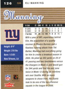 2006 Ultra - Gold Medallion #126 Eli Manning Back