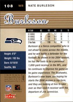 2006 Ultra - Gold Medallion #108 Nate Burleson Back