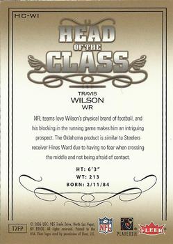 2006 Ultra - Head of the Class #HC-WI Travis Wilson Back