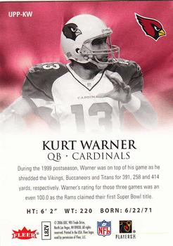2006 Ultra - Postseason Performers #UPP-KW Kurt Warner Back