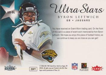 2006 Ultra - Ultra Stars Jerseys #US-BL Byron Leftwich Back