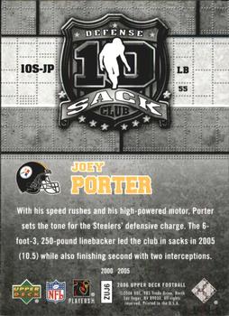 2006 Upper Deck - 10 Sack Club #10S-JP Joey Porter Back