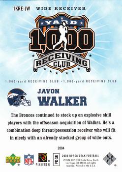 2006 Upper Deck - 1000 Yard Receiving Club #1KRE-JW Javon Walker Back
