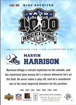 2006 Upper Deck - 1000 Yard Receiving Club #1KRE-MH Marvin Harrison Back