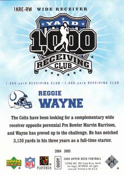 2006 Upper Deck - 1000 Yard Receiving Club #1KRE-RW Reggie Wayne Back