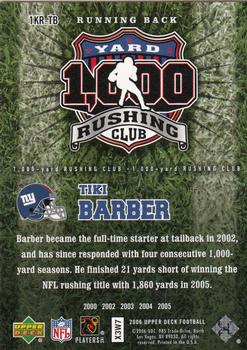 2006 Upper Deck - 1000 Yard Rushing Club #1KR-TB Tiki Barber Back
