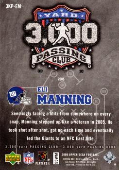 2006 Upper Deck - 3000 Yard Passing Club #3KP-EM Eli Manning  Back