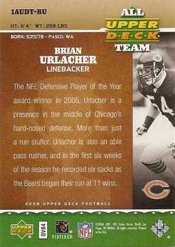 2006 Upper Deck - All Upper Deck Team #1AUDT-BU Brian Urlacher Back