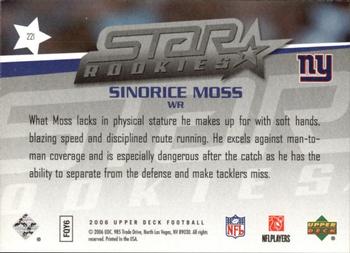 2006 Upper Deck - Rookie Exclusive Edition Star Rookies #221 Sinorice Moss Back