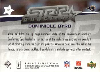 2006 Upper Deck - Rookie Exclusive Edition Star Rookies #232 Dominique Byrd Back