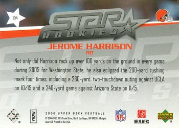 2006 Upper Deck - Rookie Exclusive Edition Star Rookies #254 Jerome Harrison Back
