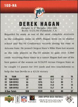 2006 Upper Deck - Gridiron Debut #1GD-HA Derek Hagan Back