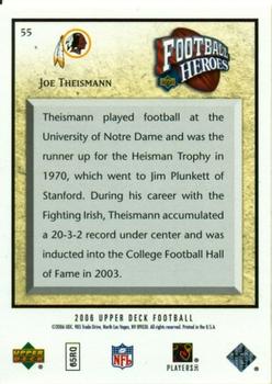 2006 Upper Deck - Football Heroes: Joe Theismann #55 Joe Theismann Back