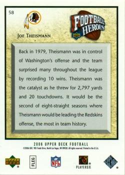 2006 Upper Deck - Football Heroes: Joe Theismann #58 Joe Theismann Back