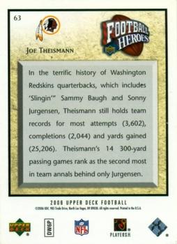 2006 Upper Deck - Football Heroes: Joe Theismann #63 Joe Theismann Back