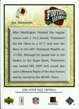 2006 Upper Deck - Football Heroes: Joe Theismann #NNO Joe Theismann Back