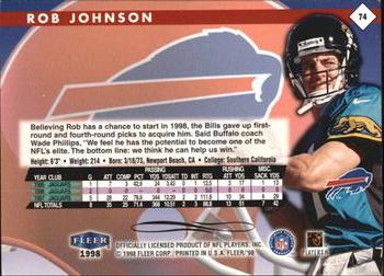 1998 Fleer Tradition #74 Rob Johnson Back