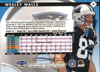 1998 Fleer Tradition #94 Wesley Walls Back