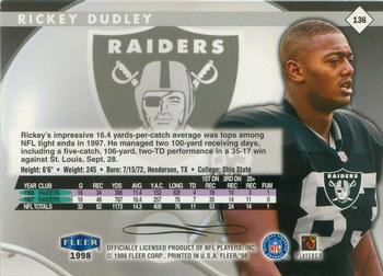 1998 Fleer Tradition #136 Rickey Dudley Back