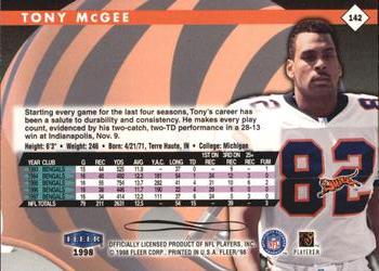 1998 Fleer Tradition #142 Tony McGee Back