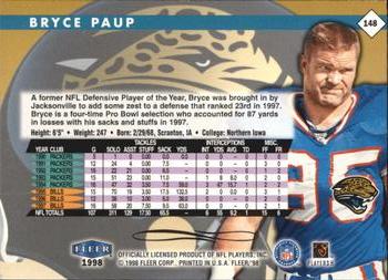 1998 Fleer Tradition #148 Bryce Paup Back