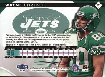 1998 Fleer Tradition #201 Wayne Chrebet Back