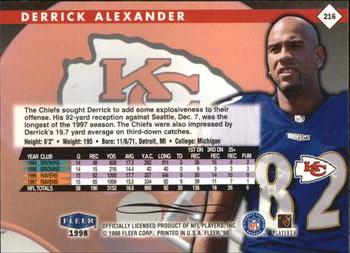 1998 Fleer Tradition #216 Derrick Alexander Back