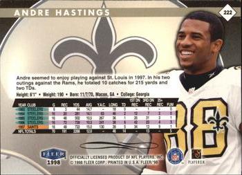 1998 Fleer Tradition #222 Andre Hastings Back