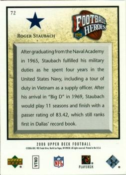 2006 Upper Deck - Football Heroes: Roger Staubach #72 Roger Staubach Back