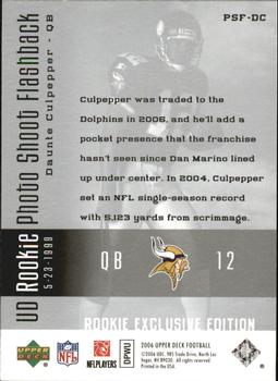 2006 Upper Deck - Rookie Exclusive Edition UD Rookie Photo Shoot Flashback #PSF-DC Daunte Culpepper Back