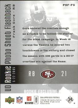 2006 Upper Deck - Rookie Exclusive Edition UD Rookie Photo Shoot Flashback #PSF-FG Frank Gore Back